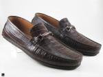 Stylish crocodile brown loafers with buckle - 1