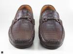 Stylish crocodile brown loafers with buckle - 2