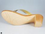 Heel type sandals for ladies in gold with center stone in floral design - 3