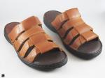 Slide tan slippers with no toe ring - 1