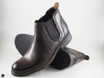 Men's leather brown trendy boots shoes - 4
