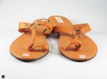 Single strap with toe ring brown ladies slippers - 4