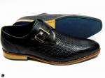 Handmade Single Strap monk shoes for men's in black - 2