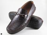 Stylish crocodile brown loafers with buckle - 5