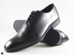 Plain black lace-up office leather shoes - 1