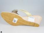 Heel type sandals for ladies in gold with center stone in floral design - 3