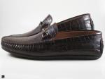 Stylish crocodile brown loafers with buckle - 3