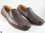 Stylish brown softy loafer with crocodile print on upper with penny saddle model - 2
