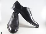 Plain black lace-up office leather shoes - 4