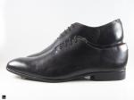 Plain black lace-up office leather shoes - 5