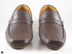 Stylish brown softy loafer with crocodile print on upper with penny saddle model - 3