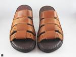Slide tan slippers with no toe ring - 4