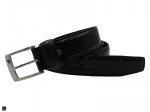 Hexagon Print Leather Belt In Black - 2