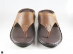 Thong slip-on Brown sandals in leather - 4