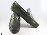 Patina finished loafer with saddle ornament in green - 4
