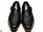 Handmade Single Strap monk shoes for men's in black - 3