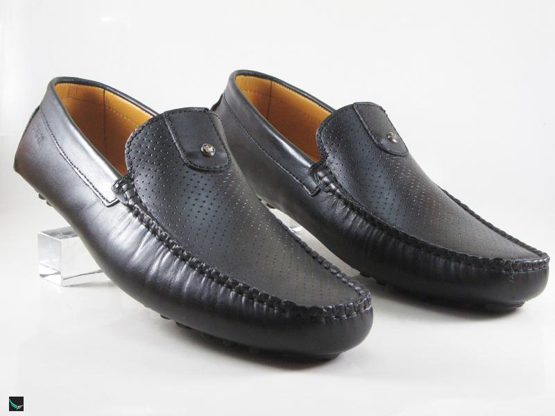 Stylish black softy loafer with black button sole