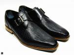 Handmade Single Strap monk shoes for men's in black - 1